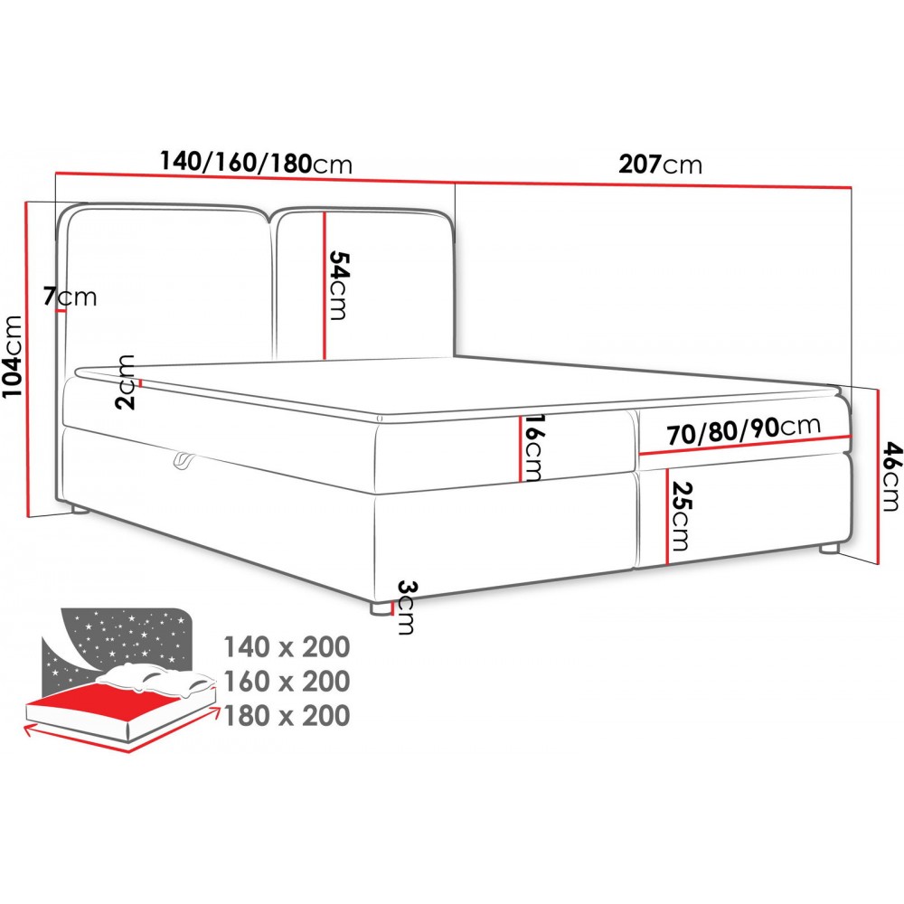 Επενδυμένο κρεβάτι Boho-140 x 200-Εκρού
