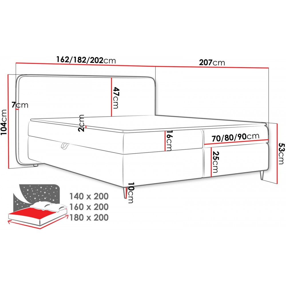 Επενδυμένο κρεβάτι Boho II-180 x 200-Γκρι Ανοιχτό
