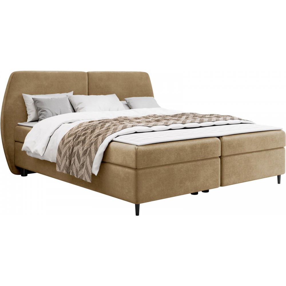 Επενδυμένο κρεβάτι Madryt-140 x 200-Καφέ Ανοιχτό