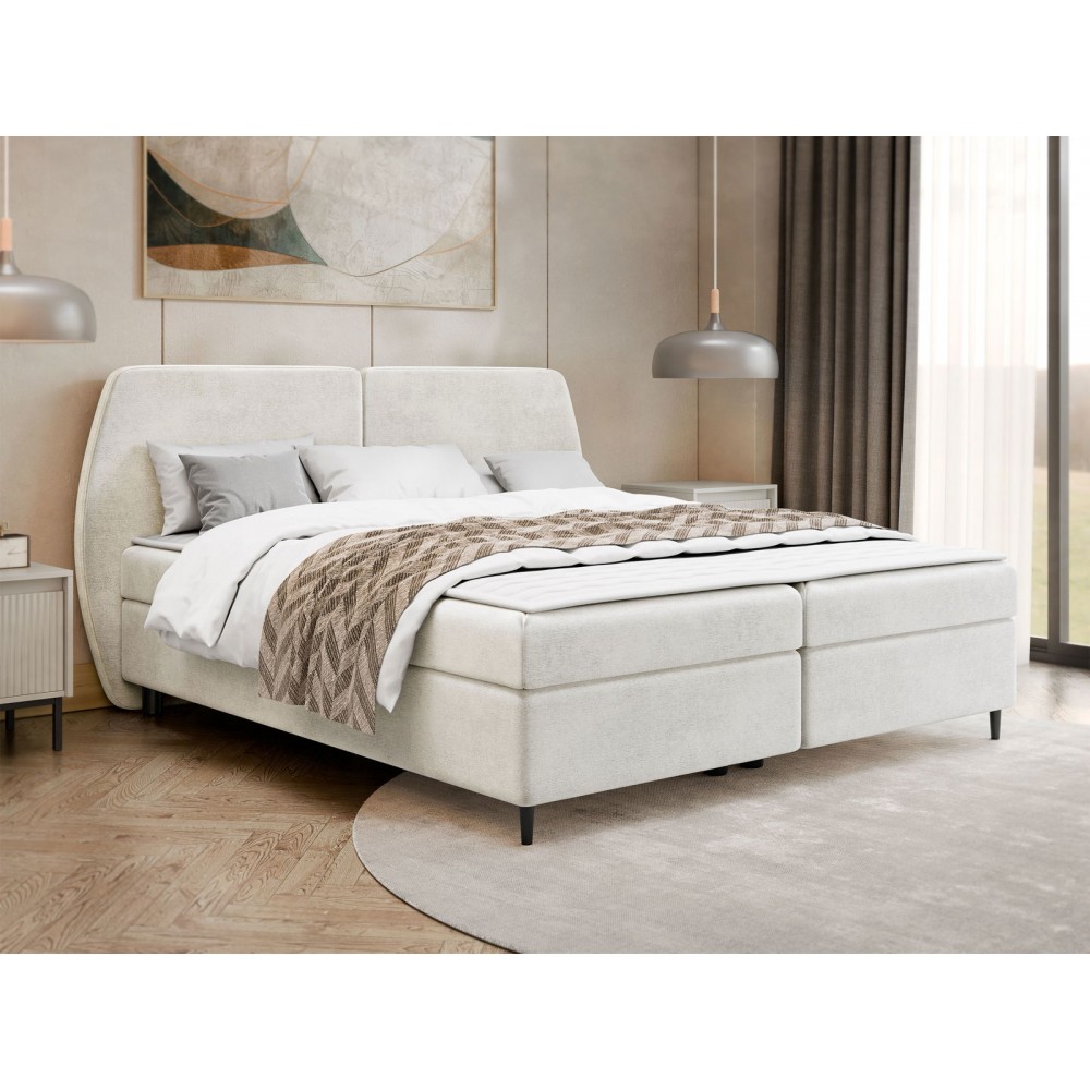 Επενδυμένο κρεβάτι Madryt-160 x 200-Εκρού