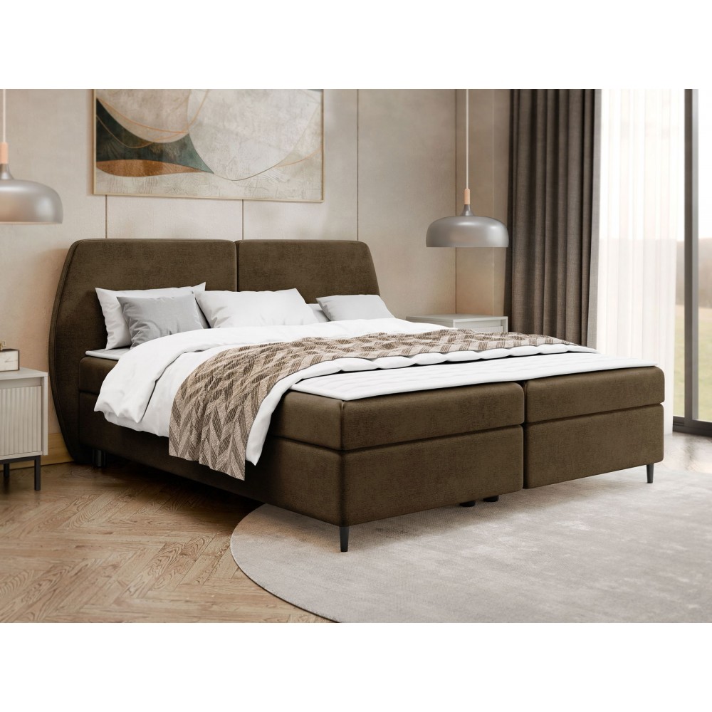 Επενδυμένο κρεβάτι Madryt-160 x 200-Καφέ