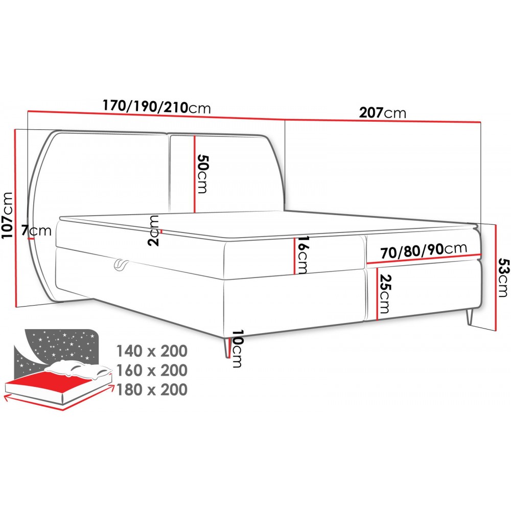 Επενδυμένο κρεβάτι Madryt-160 x 200-Κρεμ
