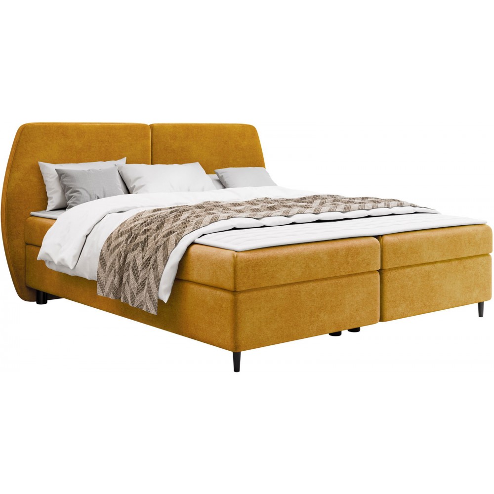 Επενδυμένο κρεβάτι Madryt-160 x 200-Μουσταρδί