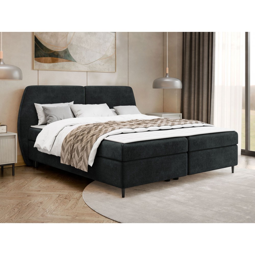 Επενδυμένο κρεβάτι Madryt-180 x 200-Μαύρο