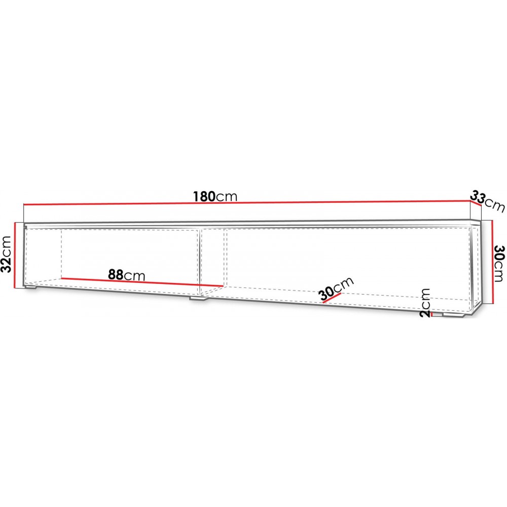 Έπιπλο τηλεόρασης  Lowboard D 180-Καφέ