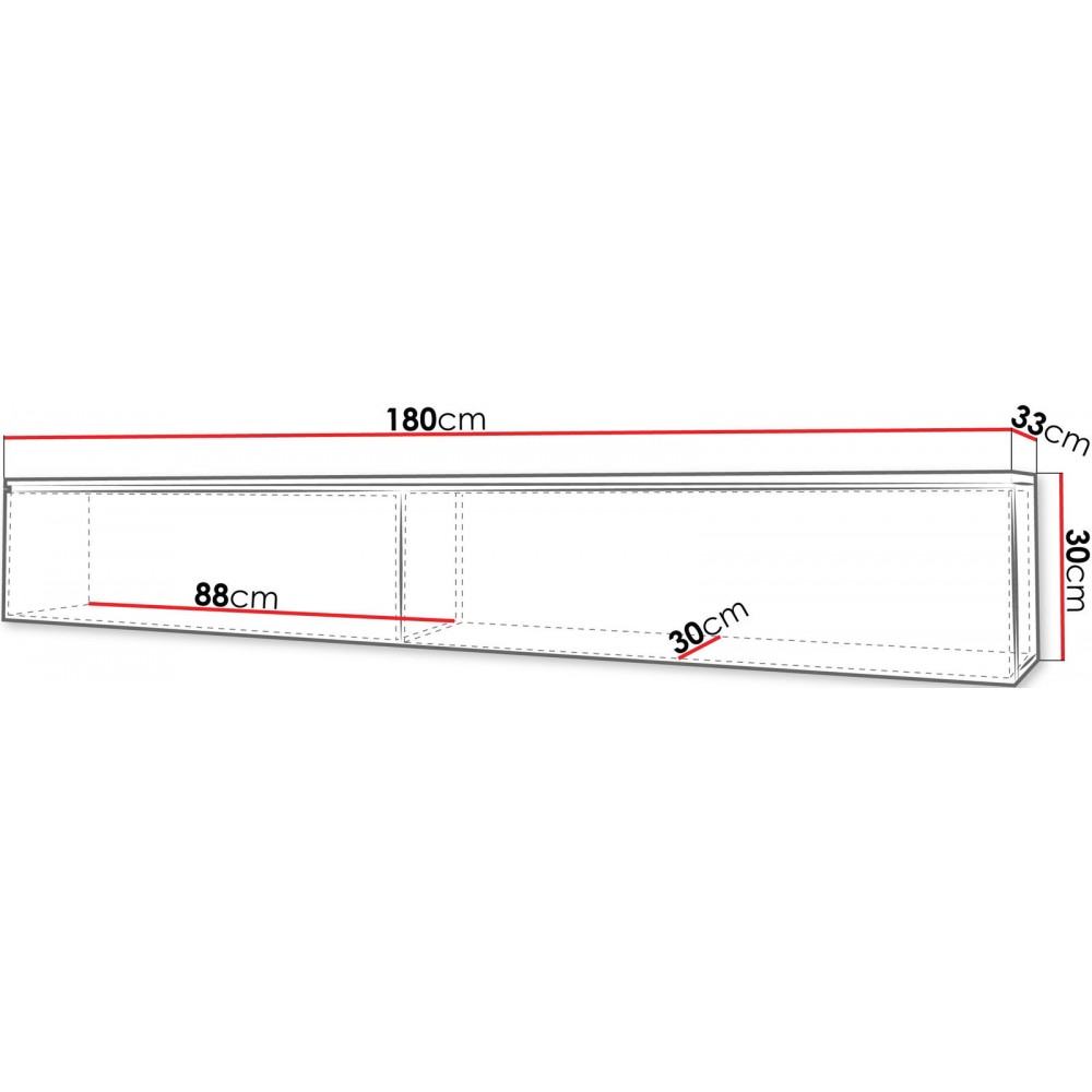 Έπιπλο τηλεόρασης  Lowboard D 180-Μαύρο - Χρυσό