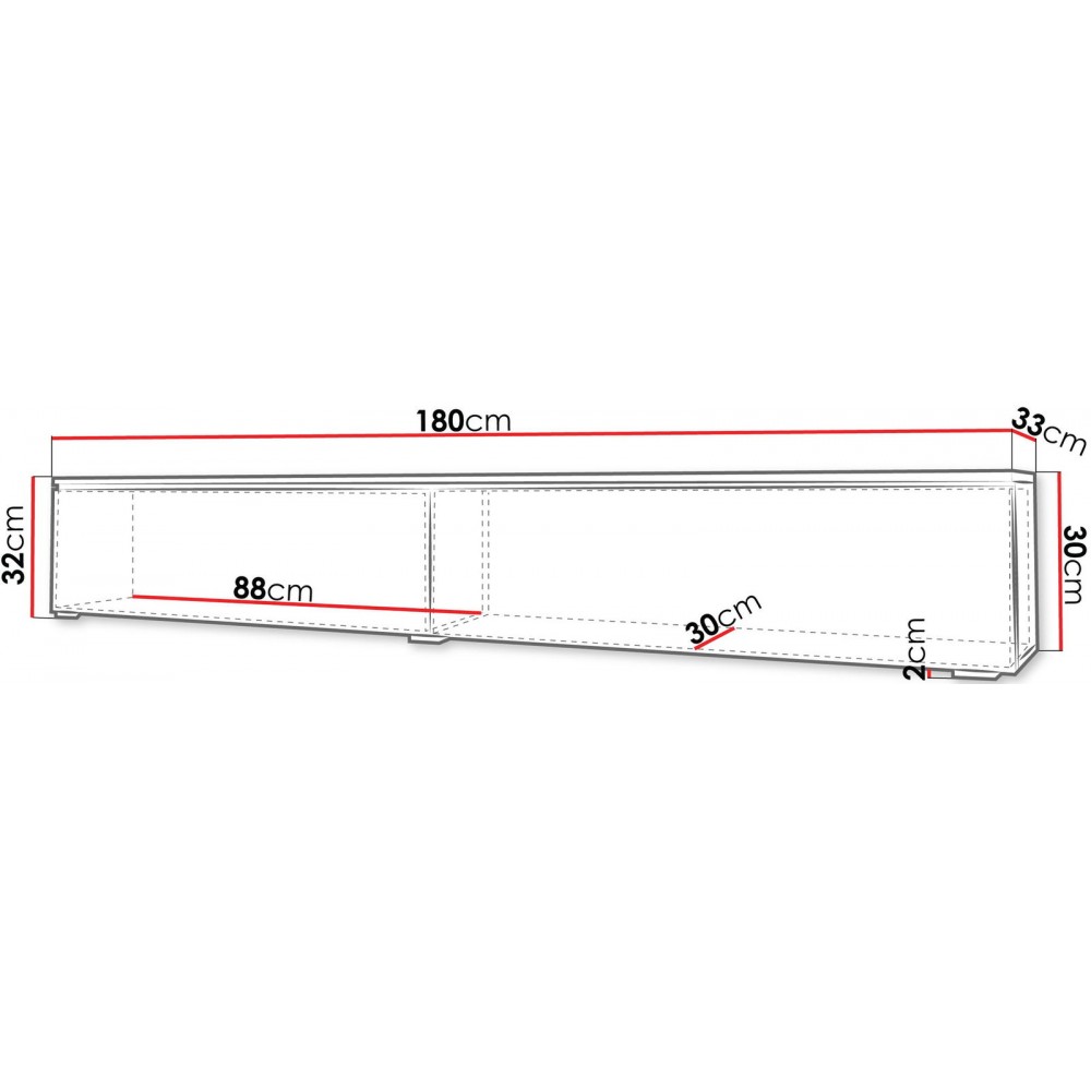 Έπιπλο τηλεόρασης  Lowboard D 180-Μαύρο - Χρυσό