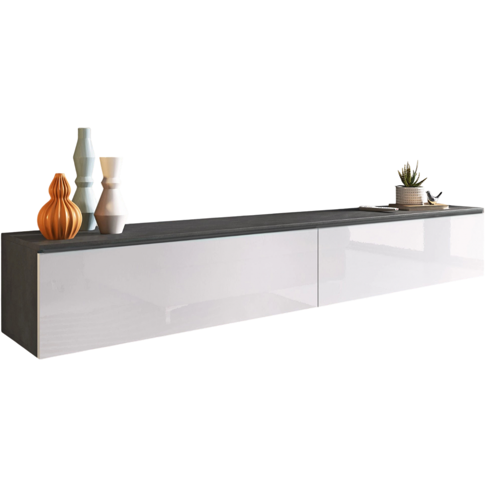 Έπιπλο τηλεόρασης  Lowboard D 180-Λευκό - Ανθρακί
