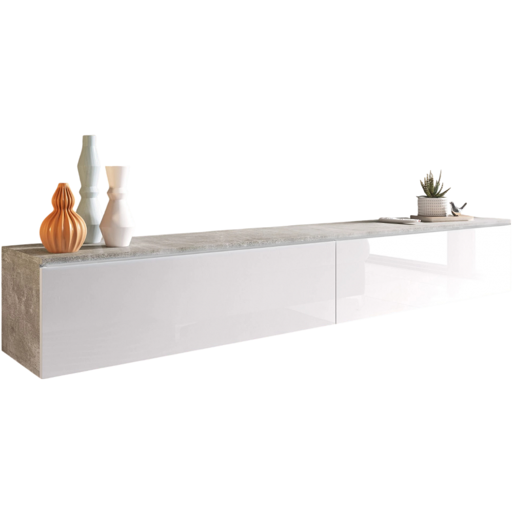 Έπιπλο τηλεόρασης  Lowboard D 180-Γκρι - Λευκό