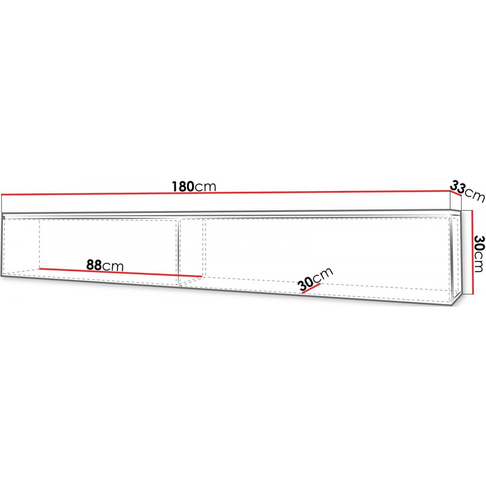 Έπιπλο τηλεόρασης  Lowboard D 180-Φυσικό - Ανθρακί