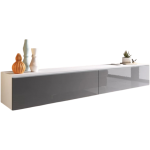 Έπιπλο τηλεόρασης  Lowboard D 180-Λευκό-Γκρι Γυαλιστερό