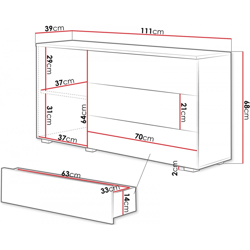 Μπουφές Paris 110-Φυσικό
