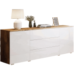 Μπουφές Paris 150-Φυσικό - Λευκό Γυαλιστερό 150x39x68