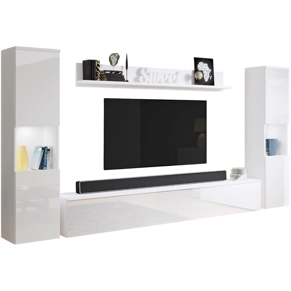 Σύνθετο σαλονιού Paris Xl-Λευκό Γυαλιστερό