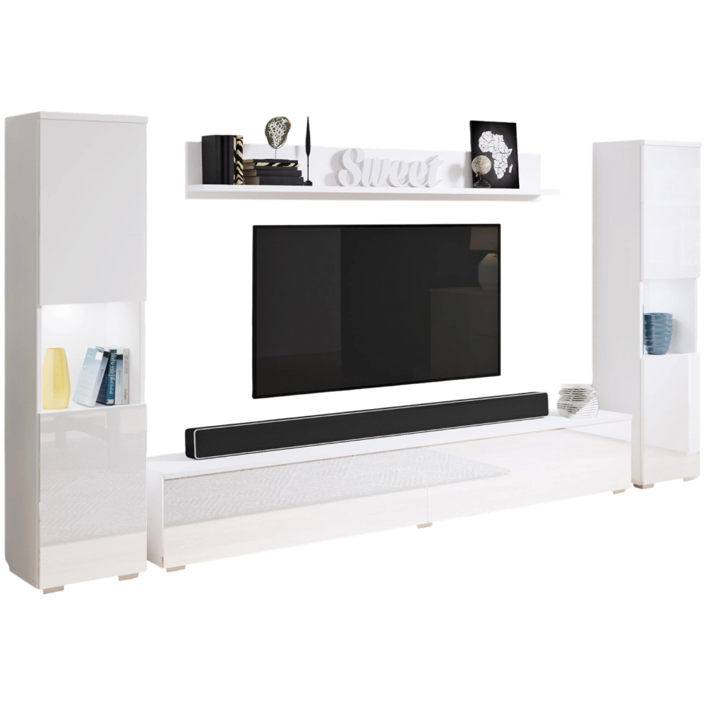 Σύνθετο σαλονιού Paris Xl-Λευκό Γυαλιστερό