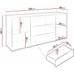 Μπουφές Vera-Λευκό-Γκρι Γυαλιστερό 150x40x66