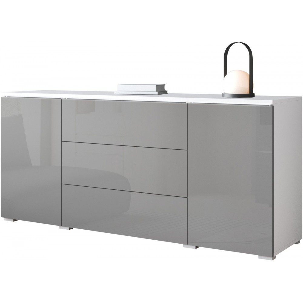 Μπουφές Vera-Λευκό-Γκρι Γυαλιστερό 150x40x66