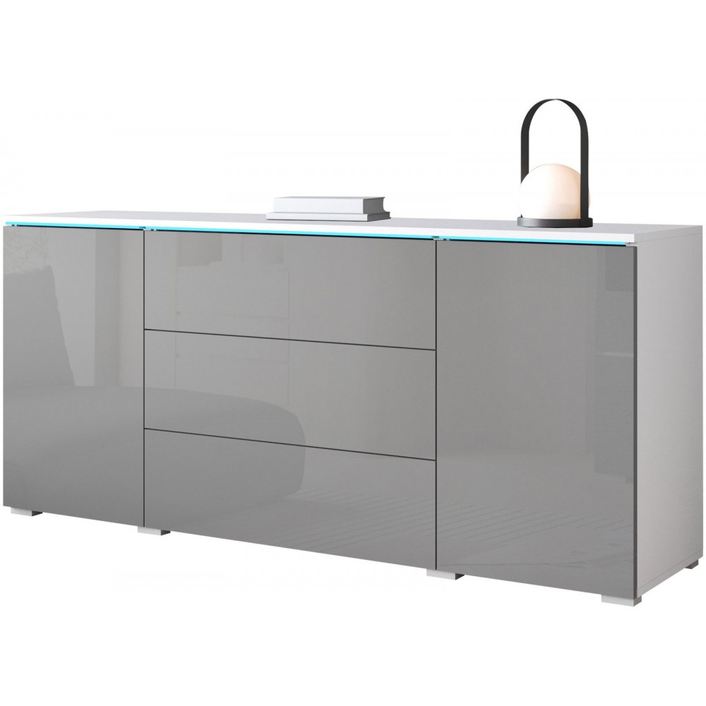 Μπουφές Vera-Λευκό-Γκρι Γυαλιστερό 150x40x66