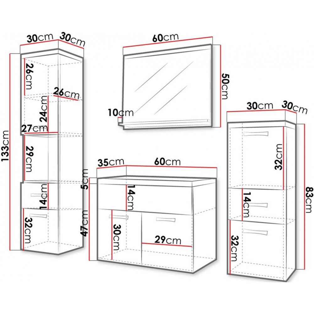 Σετ μπάνιου Alba-Ανθρακί - Φυσικό