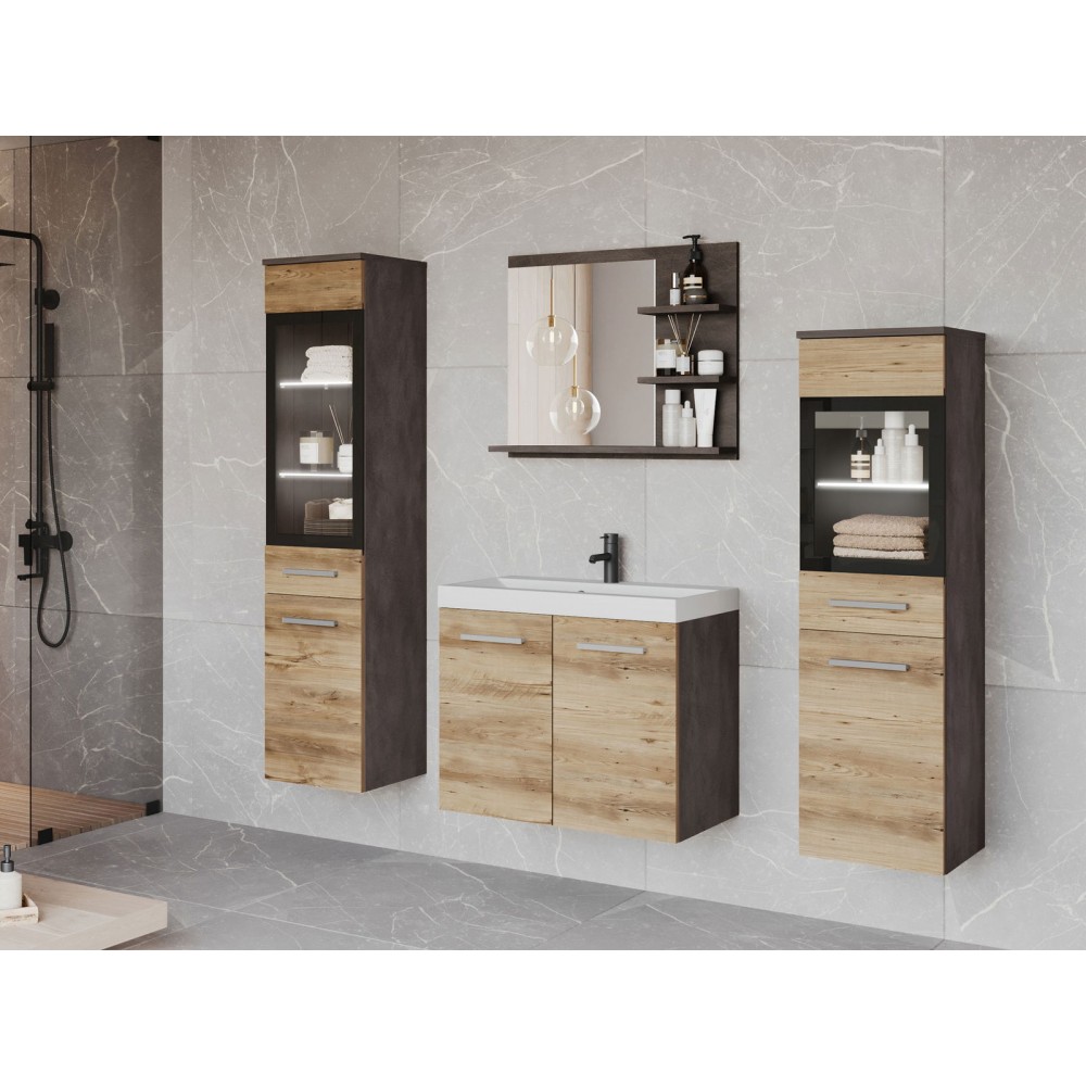 Σετ μπάνιου Madrit I-Ανθρακί - Φυσικό