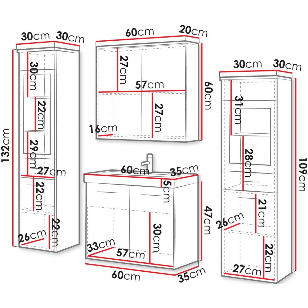 Σετ μπάνιου Madrit II-Φυσικό - Ανθρακί