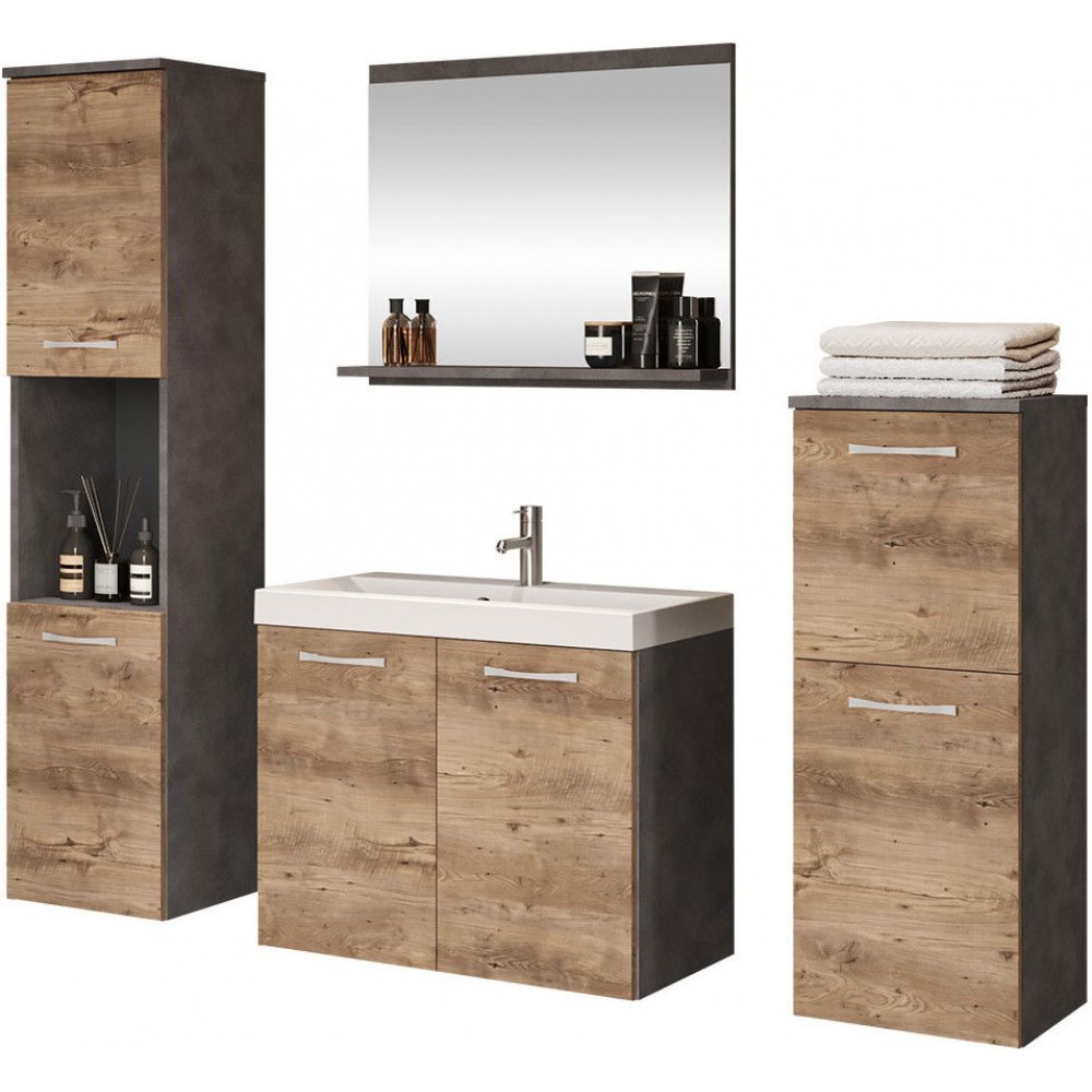 Σετ μπάνιου Malo-Ανθρακί - Φυσικό