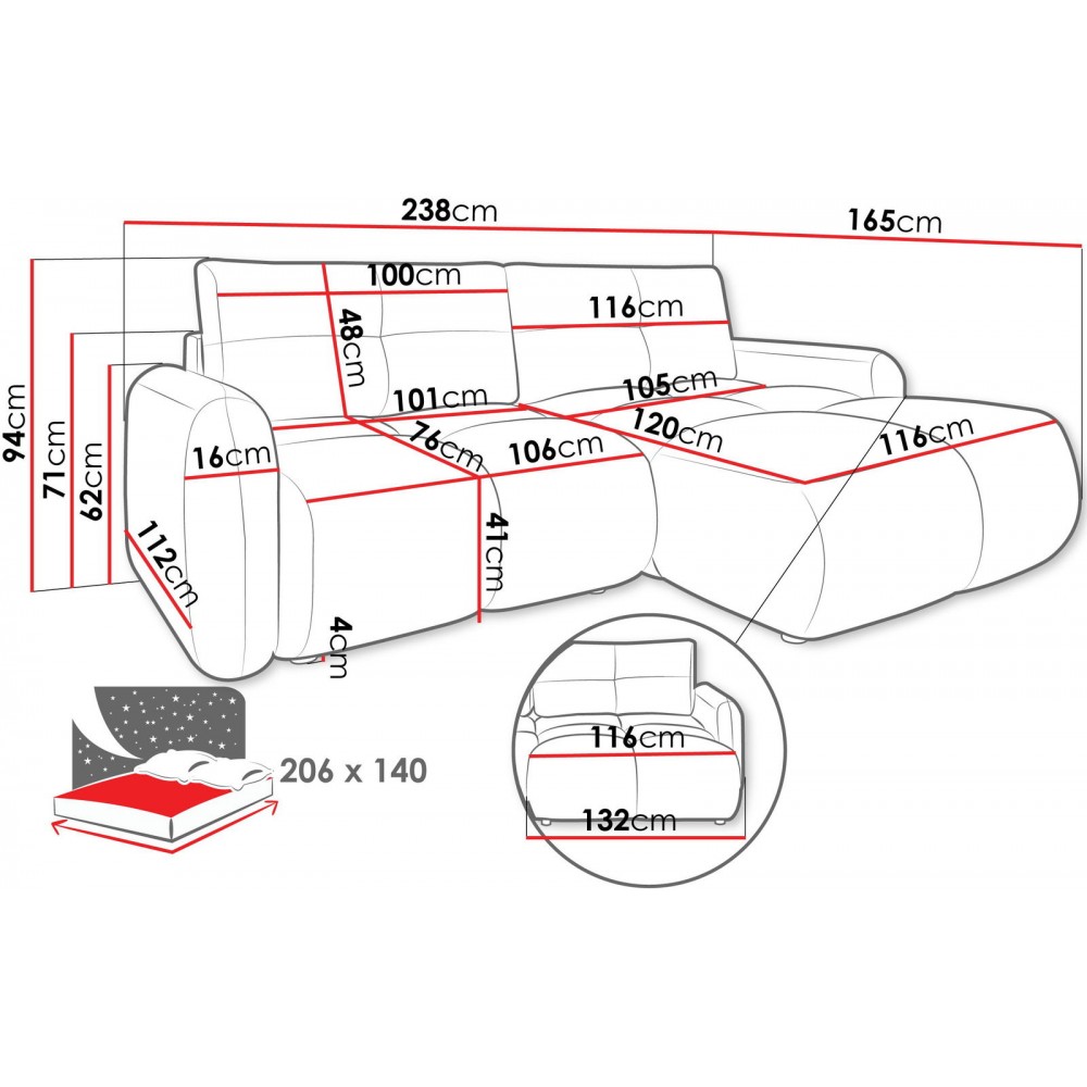 Γωνιακός καναπές Sandy-Εκρού