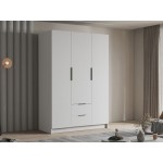 Ντουλάπα Calwi τρίφυλλη-Λευκό - Μαύρο-Χωρίς καθρέπτη