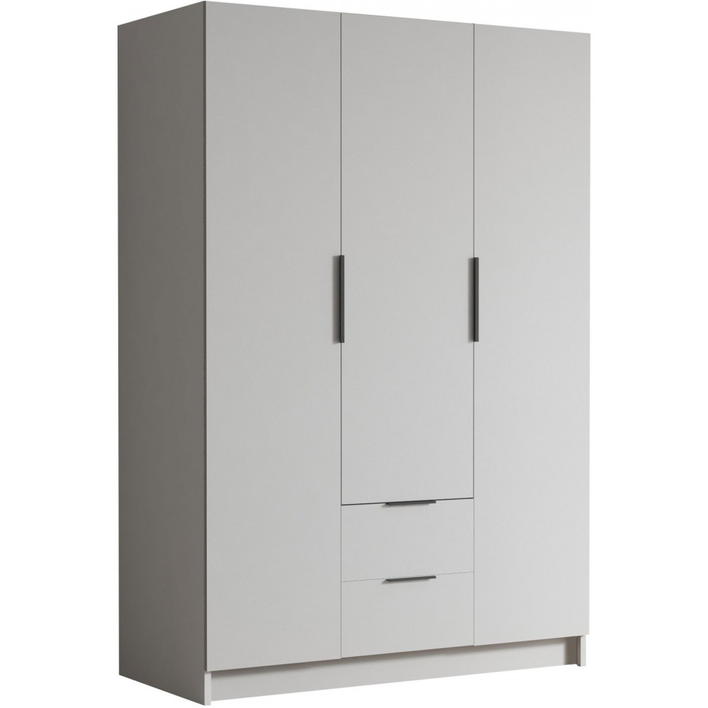 Ντουλάπα Calwi τρίφυλλη-Λευκό - Μαύρο-Χωρίς καθρέπτη