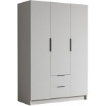 Ντουλάπα Calwi τρίφυλλη-Λευκό - Μαύρο-Χωρίς καθρέπτη