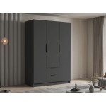 Ντουλάπα Calwi τρίφυλλη-Μαύρο-Χωρίς καθρέπτη