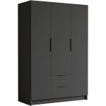 Ντουλάπα Calwi τρίφυλλη-Μαύρο-Χωρίς καθρέπτη