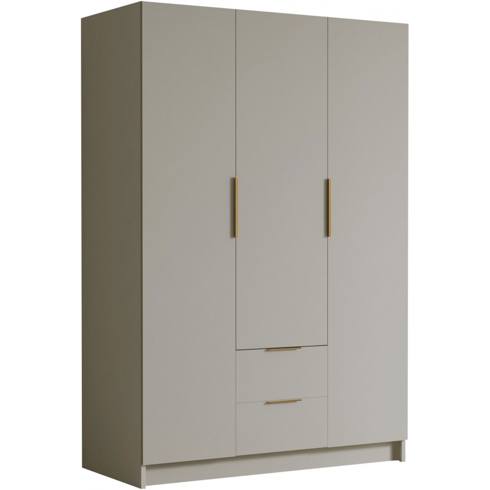 Ντουλάπα Calwi τρίφυλλη-Cashmere - Χρυσό-Χωρίς καθρέπτη