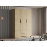 Ντουλάπα Calwi τρίφυλλη-Φυσικό - Χρυσό-Χωρίς καθρέπτη