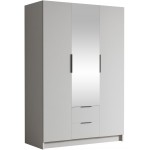 Ντουλάπα CalwiI τρίφυλλη-Λευκό - Μαύρο-Με καθρέπτη