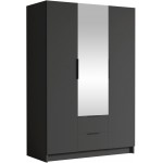 Ντουλάπα CalwiI τρίφυλλη-Μαύρο-Με καθρέπτη