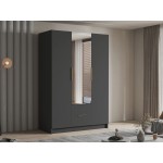 Ντουλάπα CalwiI τρίφυλλη-Μαύρο - Χρυσό-Με καθρέπτη