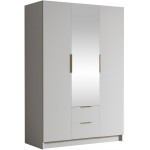 Ντουλάπα CalwiI τρίφυλλη-Λευκό - Χρυσό-Με καθρέπτη