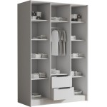 Ντουλάπα CalwiI τρίφυλλη-Φυσικό - Μαύρο-Με καθρέπτη