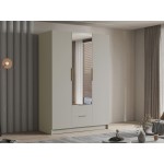 Ντουλάπα CalwiI τρίφυλλη-Cashmere - Χρυσό-Με καθρέπτη