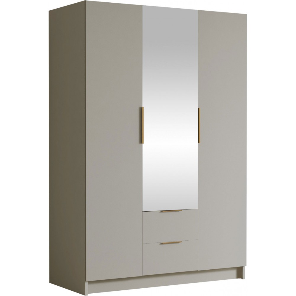 Ντουλάπα CalwiI τρίφυλλη-Cashmere - Χρυσό-Με καθρέπτη