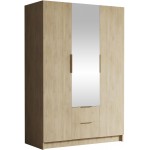 Ντουλάπα CalwiI τρίφυλλη-Φυσικό - Χρυσό-Με καθρέπτη