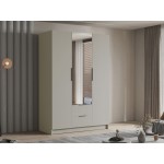 Ντουλάπα CalwiI τρίφυλλη-Cashmere - Μαύρο-Με καθρέπτη