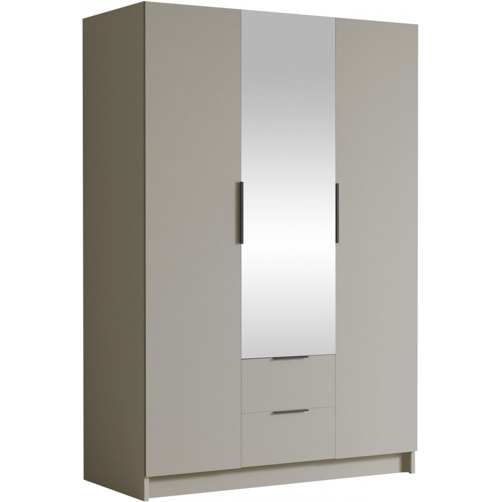 Ντουλάπα CalwiI τρίφυλλη-Cashmere - Μαύρο-Με καθρέπτη