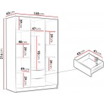 Ντουλάπα CalwiI τρίφυλλη-Cashmere - Μαύρο-Με καθρέπτη