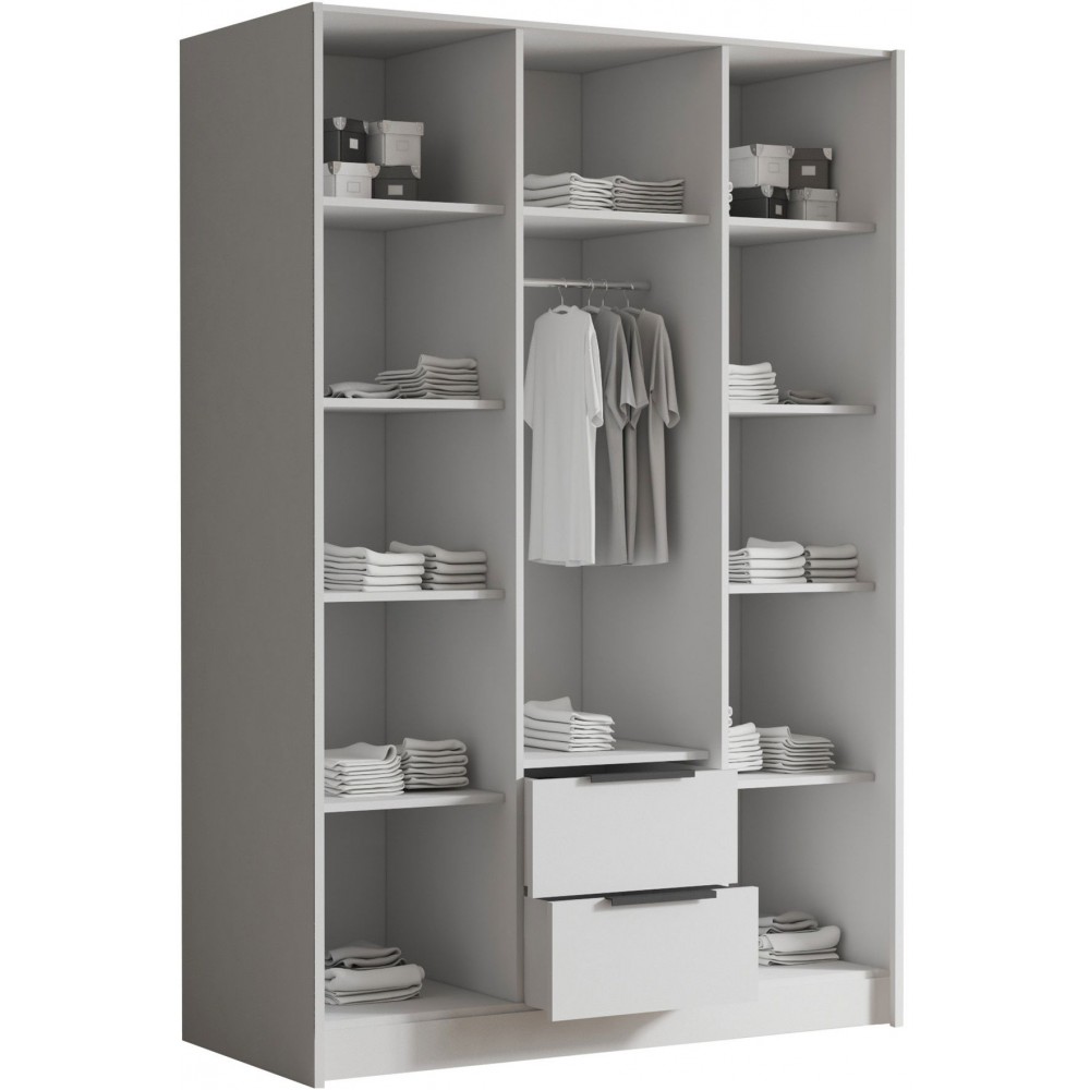 Ντουλάπα CalwiI τρίφυλλη-Cashmere - Μαύρο-Με καθρέπτη