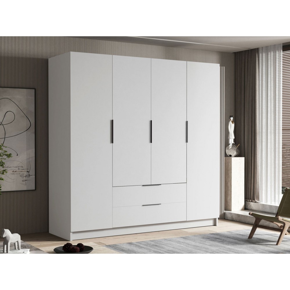 Ντουλάπα Sofia τετράφυλλη-Λευκό - Μαύρο