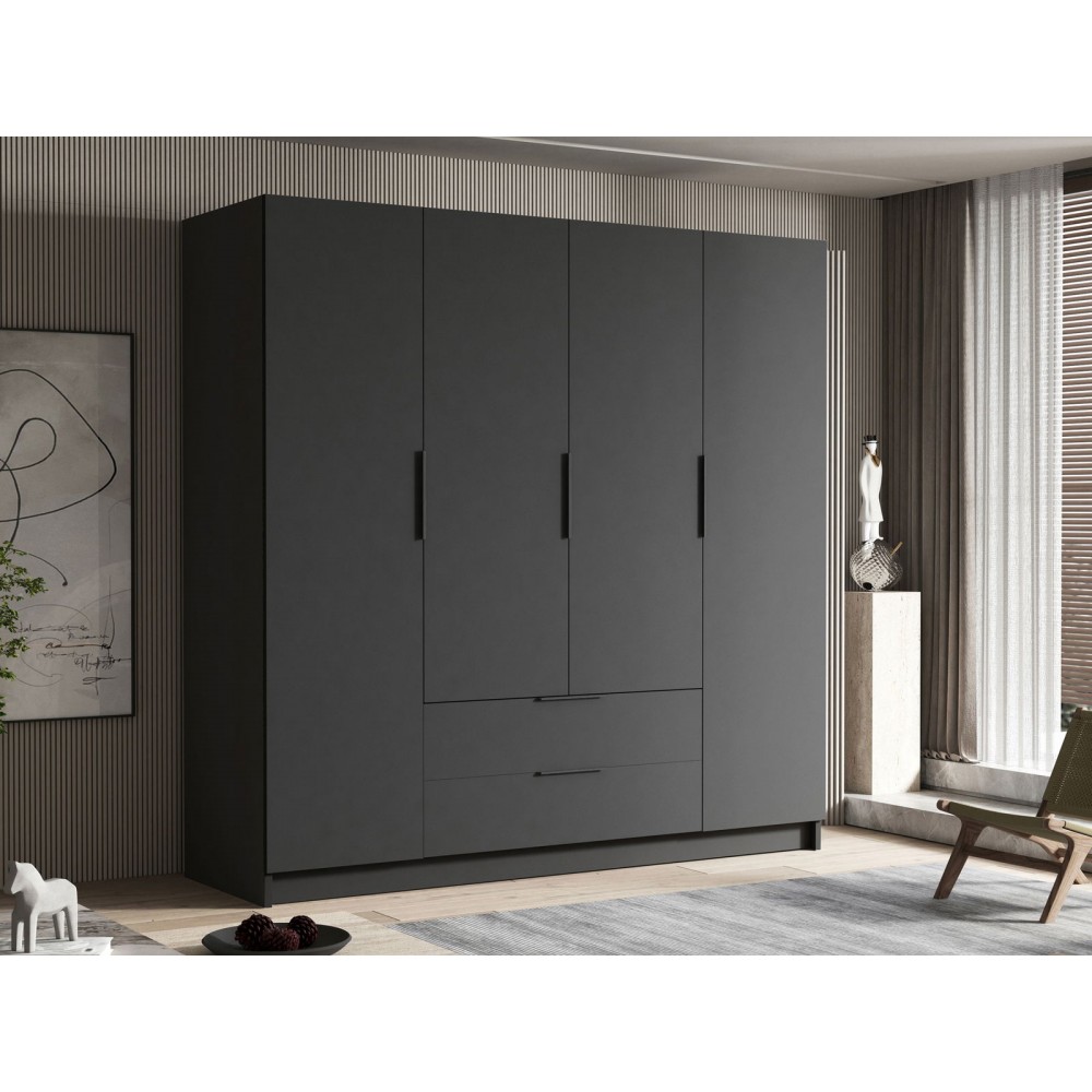 Ντουλάπα Sofia τετράφυλλη-Μαύρο