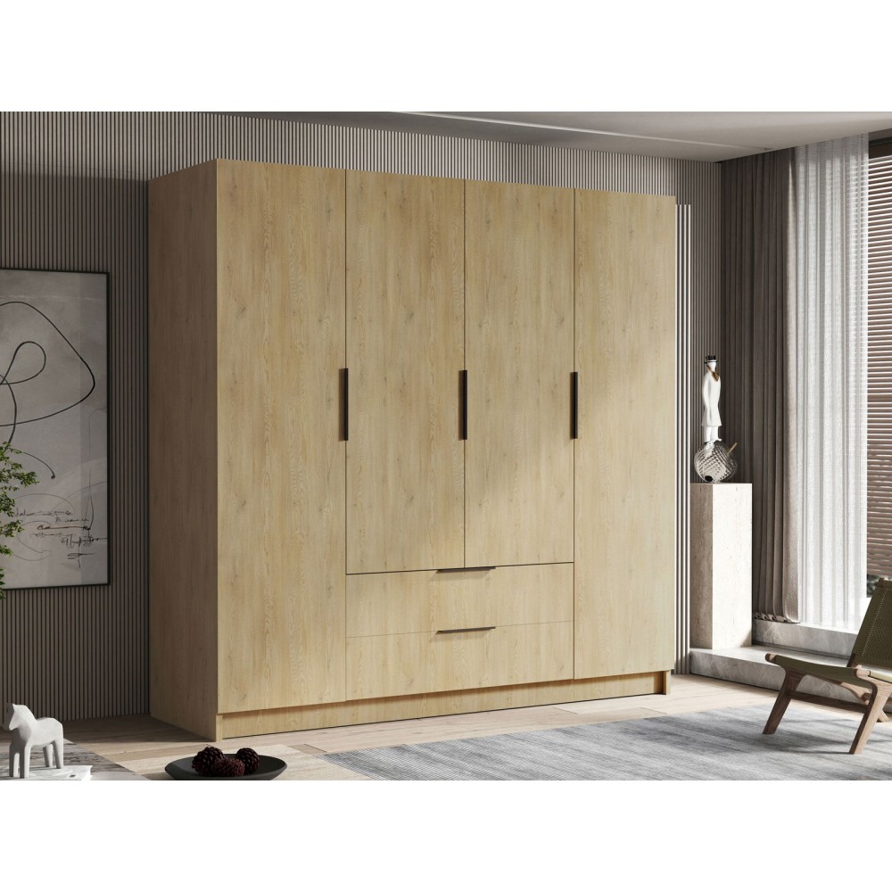 Ντουλάπα Sofia τετράφυλλη-Μαύρο - Φυσικό