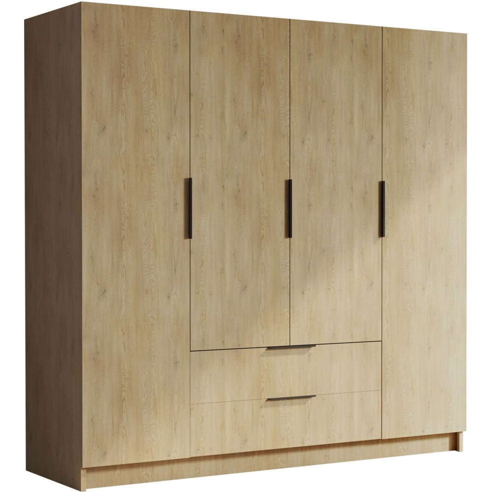 Ντουλάπα Sofia τετράφυλλη-Μαύρο - Φυσικό